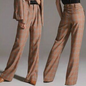 NWT Anthropologie PAIGE Avedon Plaid Wide Leg Trouser Women’s Size 8 Bronze Dust